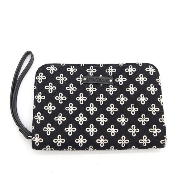 Vera Bradley Zip‎ Around Accordion Phone Wallet Wristlet Concerto Black White - Picture 1 of 3